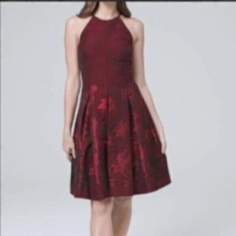 NWOT White House Black Market Floral-Jacquard Fit-And-Flare Dress - Picture 2 of 5